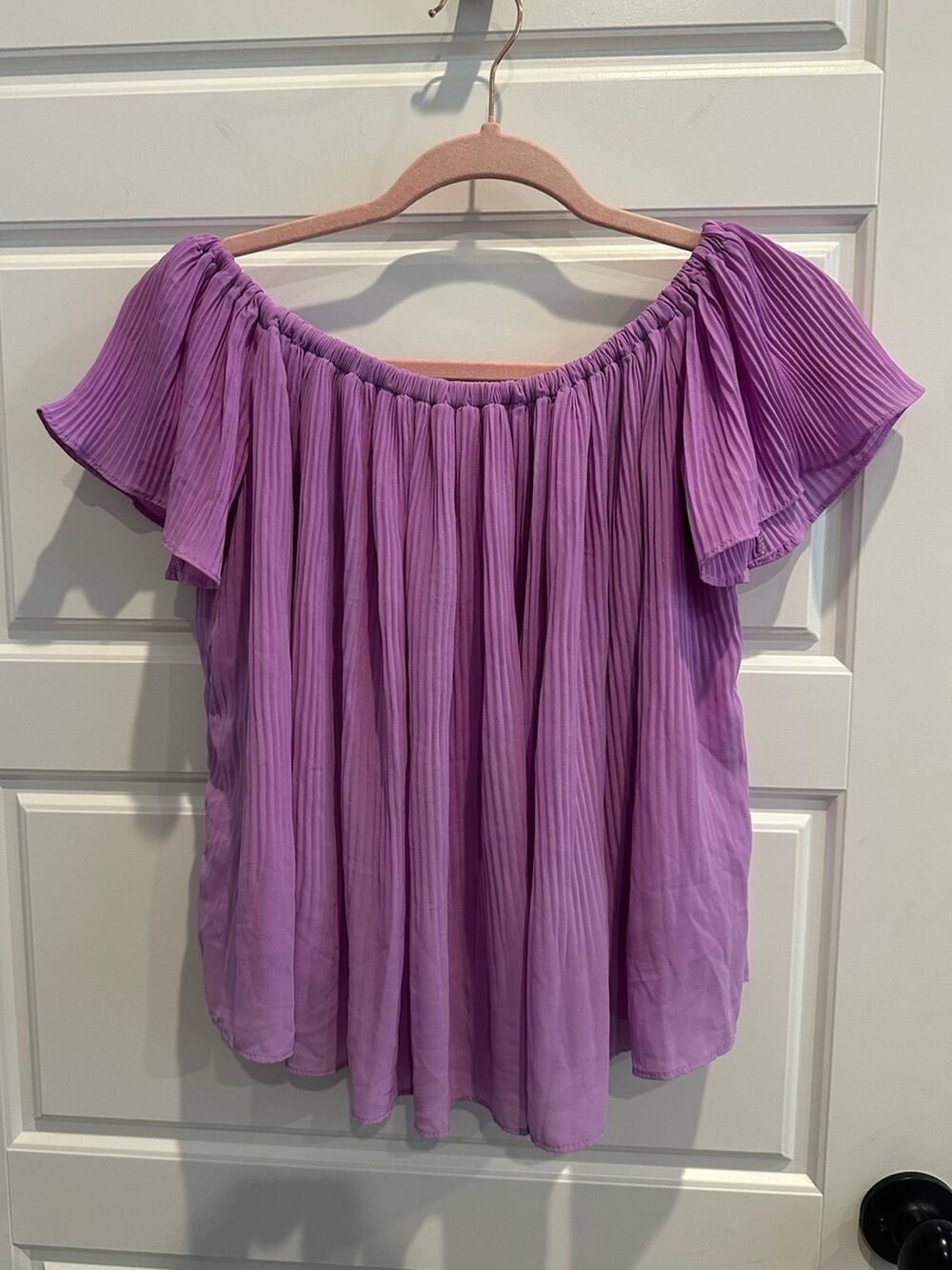 Impressions Boutique Off The Shoulder Pleated Blouse